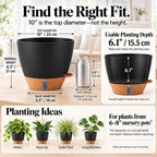 2 Pack 10 inch Plant Pots, Plastic Self Watering Planters