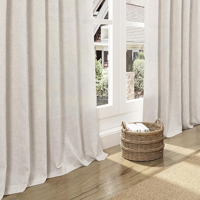 Nanspring Pearl White Linen Curtains 120 Inches Long - Image 5