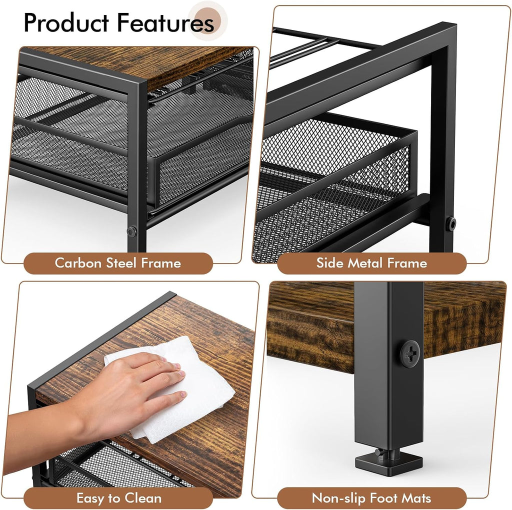Coffee Bar Organizer for Countertop, Hold up 48 Pods, Black