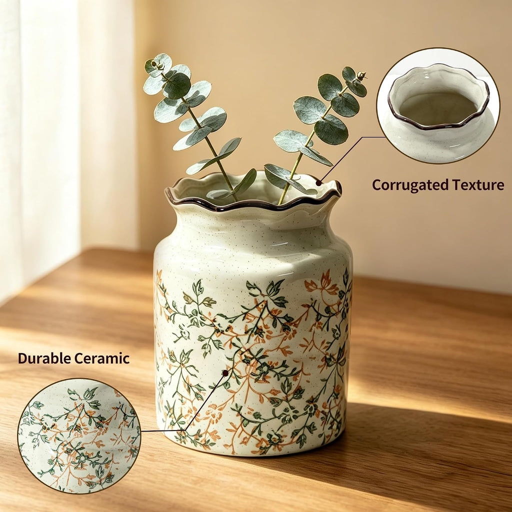 Ceramic Utensil Holder For Kitchen Counter (Vine)