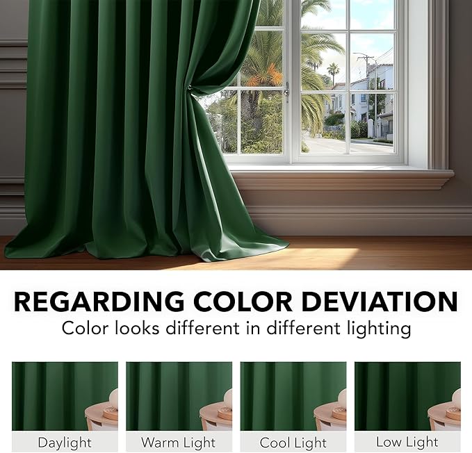 Deconovo Blackout Curtains, Thermal Insulated, W42 x L54 2 Panels, Back Tab - Image 6