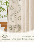 jinchan Belrose Lined Linen Blend Curtains Floral Curtains - Image 5