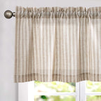 jinchan Linen Boxter Stripe Valances for Window 50 x 16 inch, Tan,1 Panel