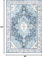SERISSA Boho 8x10 Area Rugs Blue, Washable Vintage Large Living Room Rug - Image 2