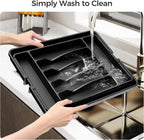 ukeetap Extra Large Expandable Silverware Organizer, Flatware Tray, Black
