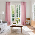 Rose Linen 96 Inch Long Curtains Panels 2 Panel Set - Image 7