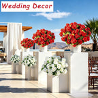 Artificial Flowers No Fade Realistic Geraniums Red Christmas Decor 6 Bundle