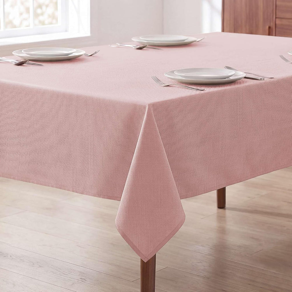 H.VERSAILTEX Linen Table Cloths Rectangle 60 x 120 Inch Premium Tablecloth Spill-Proof Waterproof Table Cover for Dining Buffet Feature Extra Soft and Thick Fabric Wrinkle Free, Natural