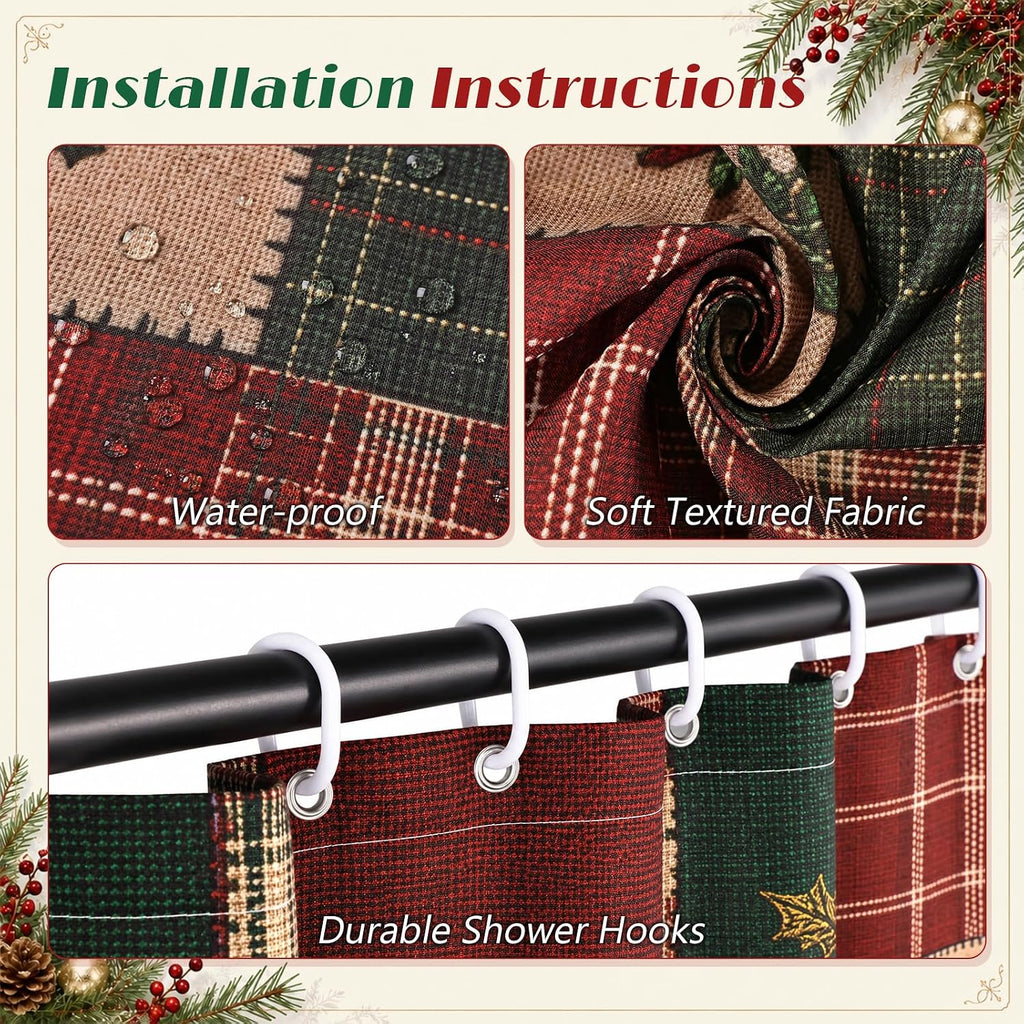 MelonBoat Rustic Printed Christmas Shower Curtain
