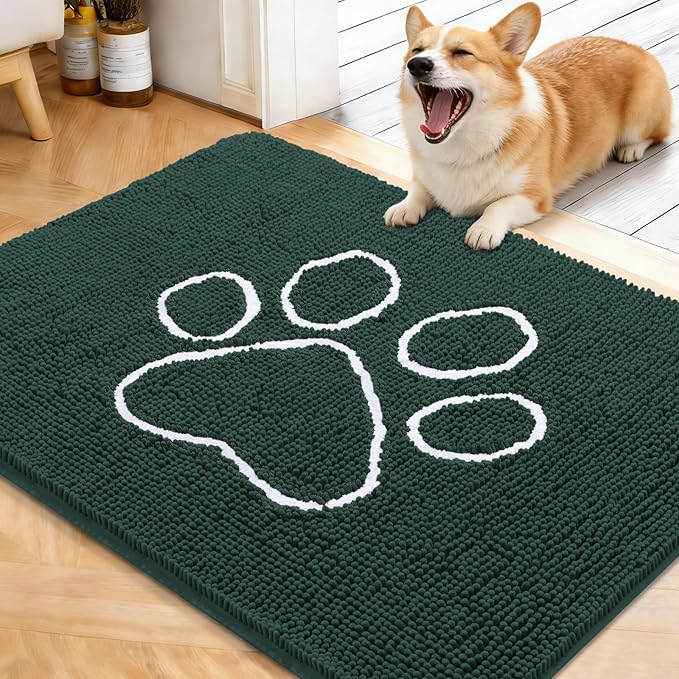 OLANLY Dog Door Mat for Muddy Paws 40x32, Paw Print Design, Absorbs Moisture by OLANLY