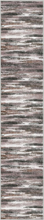 Lansny Modern Abstract Runner Rug 2.6x14, Dark Light Brown White Washable Long - Image 8