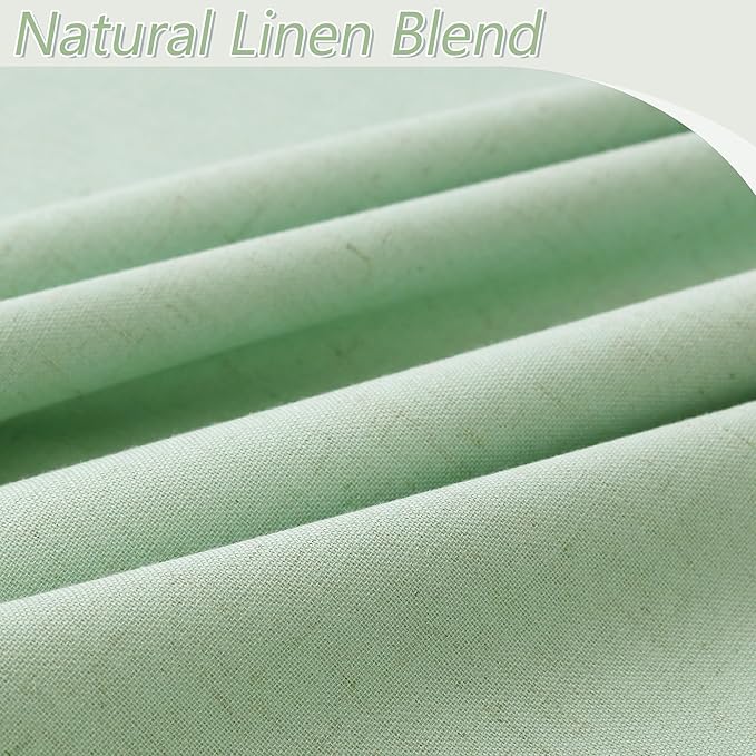 Aqua Green 100% Blackout Linen Curtains 96 Inch Length 2 Panels Set - Image 3