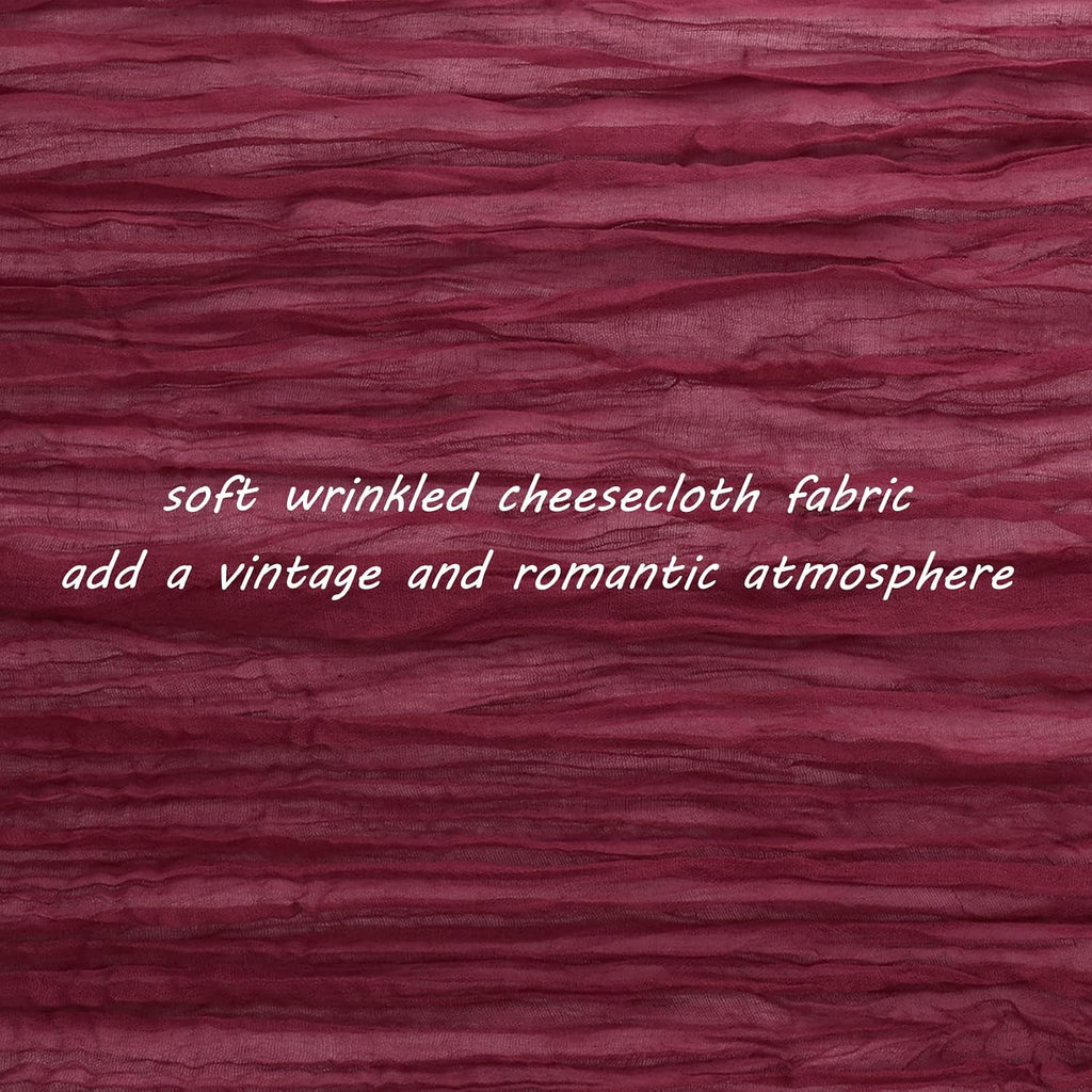 35x120 Inch Burgundy Cheesecloth Table Runner Fall Wedding Party Home Decor