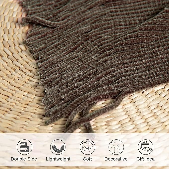 lifein Throw Blanket for Couch, Soft Boho Decor Bed Throw, Cozy Brown Knitted - Image 6