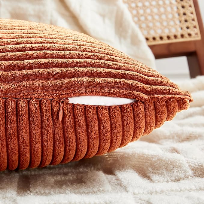 Fancy Homi Set of 2 Burnt Orange Samll Decorative Throw Pillow Covers 14x14 Inch - Image 4
