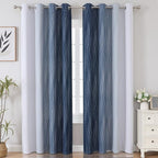 Estelar Textiler Navy Blue and Greyish White Blackout Curtains - Image 2