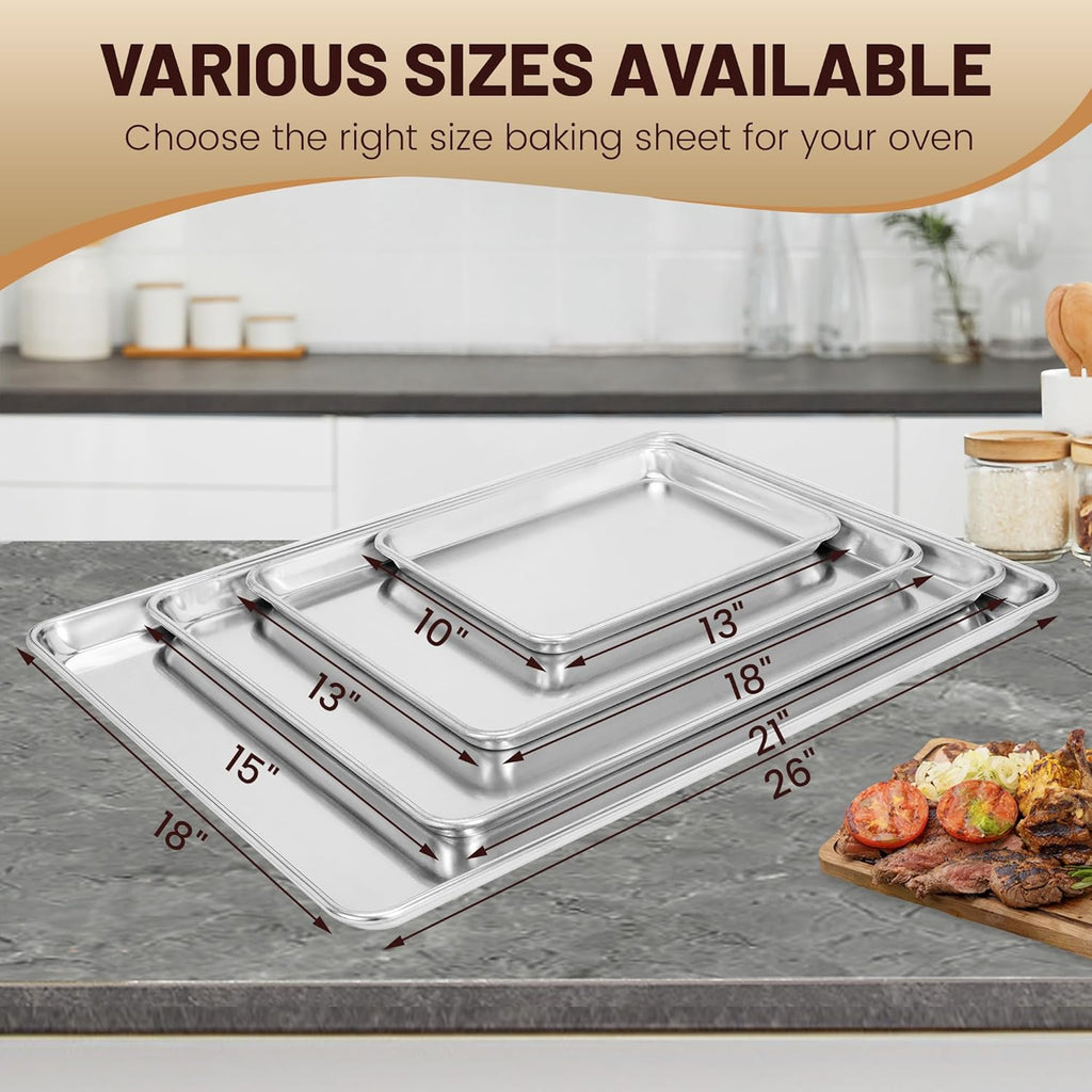 BIEAMA 6 Pack 26" x 18" Full Size Baking Sheet Pan, Aluminum Commercial Pan