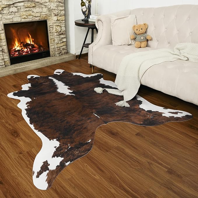AROGAN Western Decor Faux Fur Cowhide Rug, 4.6x5.2 Feet Premium Animal Skin Cow - Image 7