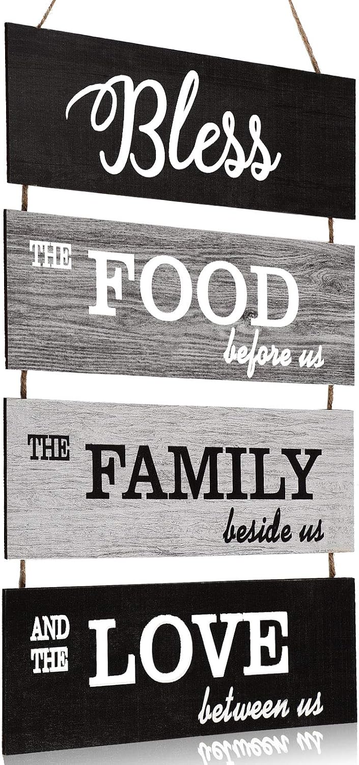 Jetec Bless Kitchen Wall Sign Farmhouse Decor Rustic Dining Room Wall Art