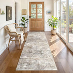 UERMEI 3X8 Washable Runner Rug for Hallway: Soft Neutral Modern Abstract Area by UERMEI