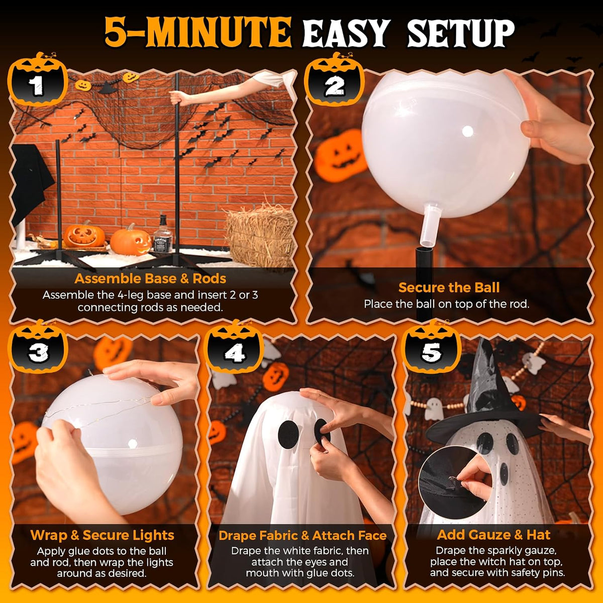 2 Packs 5.5 FT Light Up Ghosts Halloween Decorations Outdoor, Halloween Party Decorations Indoor with Double-Layered Fabric, Remote Control & Timer, Spooky Ghost Decor for Porch Yard Patio Lawn