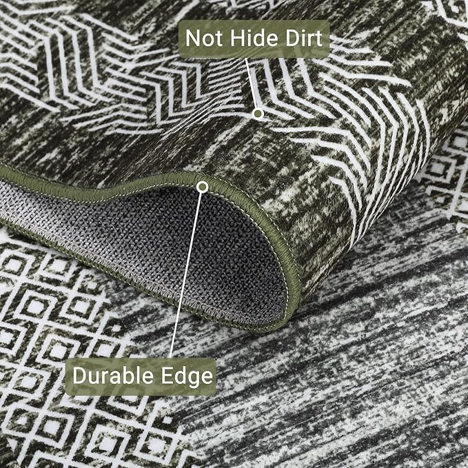 GarveeHome 2x6 Modern Bordered Runner Rug Soft Non Slip Runner Washable Non - Image 4