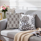Hexagram Geometric Grey Pillow Covers 20x20 Set of 4, Decorative Outdoor Boho - Image 3