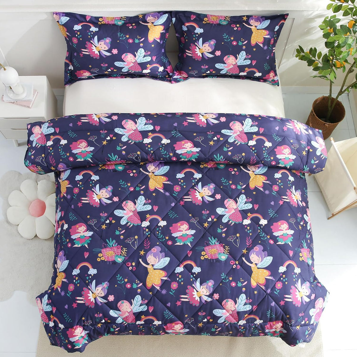 JSD Purple Fairy Kids Comforter Set Twin Size
