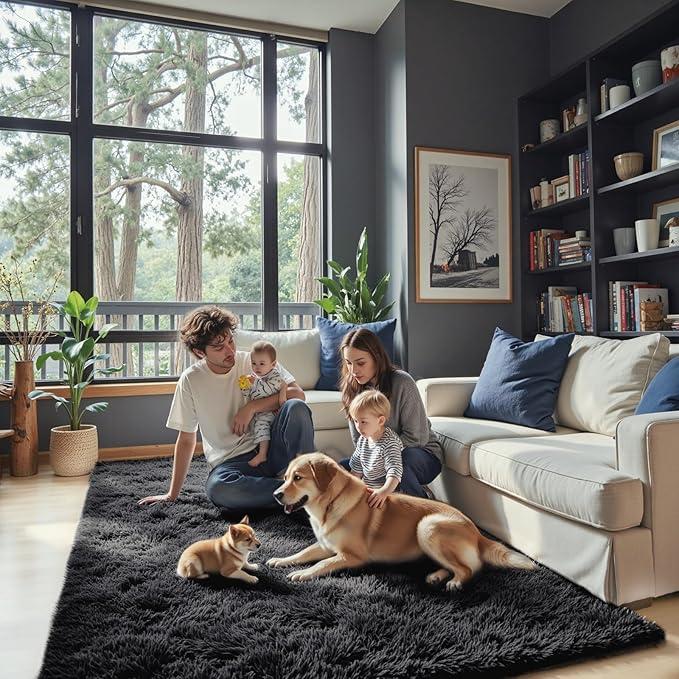 Rugs for Living Room 5x8, Alfombras para Salas Shag Large Plush Soft Area Rug - Image 3