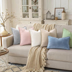 decorUhome Soft Chenille Throw Pillow Covers 18x18 Set of 2 Blue