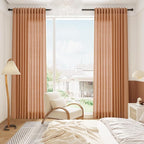 Peach Quartz Linen Curtains 102 Inch Length 2 Panels Back Tab Rod Pocket Semi - Image 8