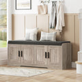 Homleke Shoe Storage Bench, 4 Doors & Thickened Padded Seat Cushion