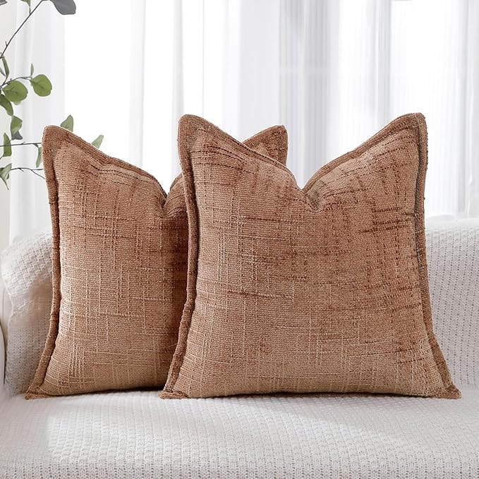 HPUK Fall Chenille Soft Throw Pillow Covers 18x18 Set of 2, Accent Cushion by HPUK