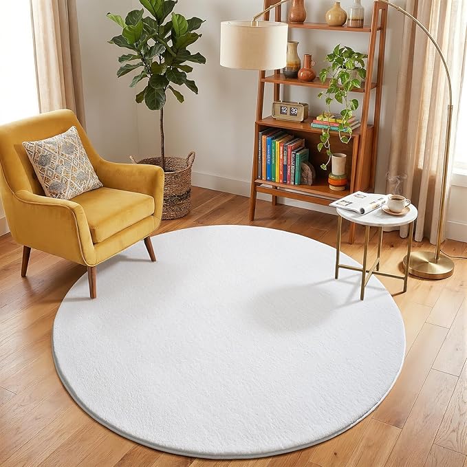 Amearea White Round Area Rugs 5ft Washable Circle Rugs - Image 6