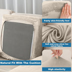 Couch Cover 4-Piece Elastic Velvet Couch Cushion Covers & Chaise Slipcovers - Image 4