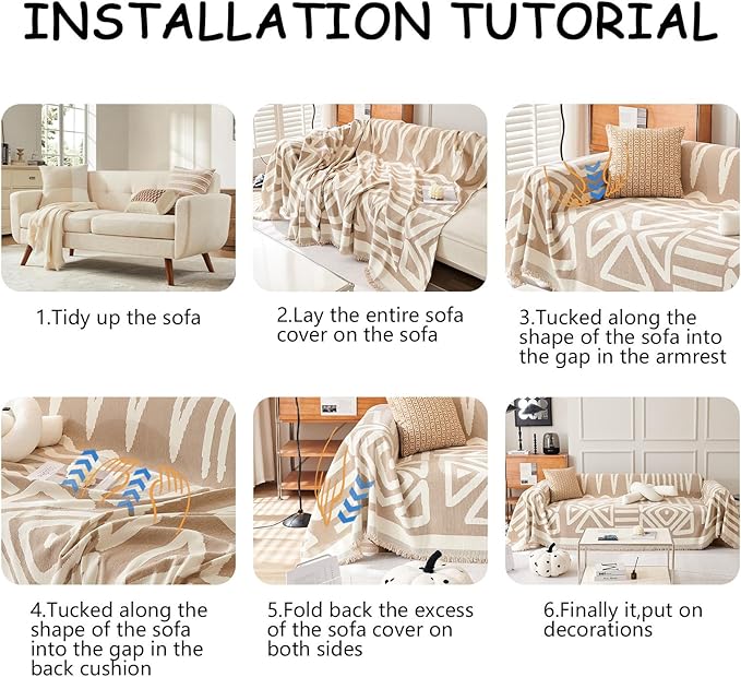 HANDONTIME Sofa Covers Armchair Boho Couch Cover - Image 7