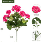 Artificial Flowers Outdoors, Artificial Geraniums for Outdoors, Fake Geranium Flowers, UV Resistant Faux Outdoor Plants for Planters, Artificial Flowers for Indoor Home Decor, Rose Red 4PCS
