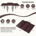 GEHE Bamboo Sofa Arm Tray, Foldable Couch Arm Tray Side Table, Anti-Falling Armrest Tables Cup Holder for Snacks, Drinks, Beers, Phone, Control, Flexible and Portable, Anti-Slip