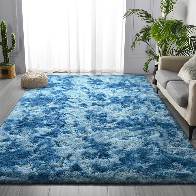 Large Shag Area Rugs 5 x 8, Tie-Dyed Plush Fuzzy Rugs - Image 2
