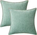 MIULEE Pack of 2 Couch Throw Pillow Covers 18x18 Inch Aqua Green Farmhouse - Image 6
