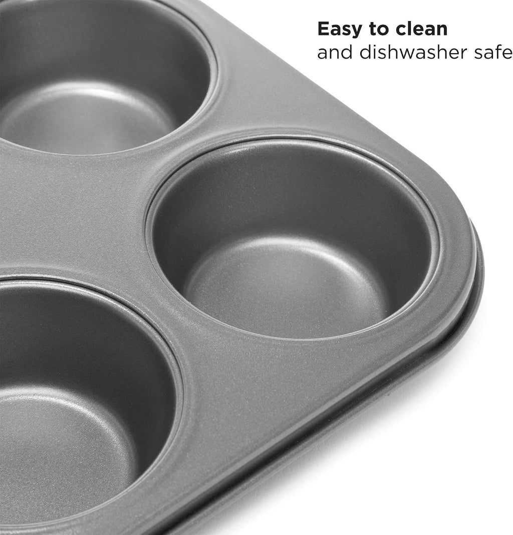 Ecolution Non-Stick Toaster Oven Bakeware Set 4-Piece, Carbon Steel, Easy to Clean and Perfect for Single Servings, Gray