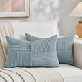 Fancy Homi Set of 2 Light Blue Long Lumbar Decorative Throw Pillow Covers 16x24 by Fancy+Homi