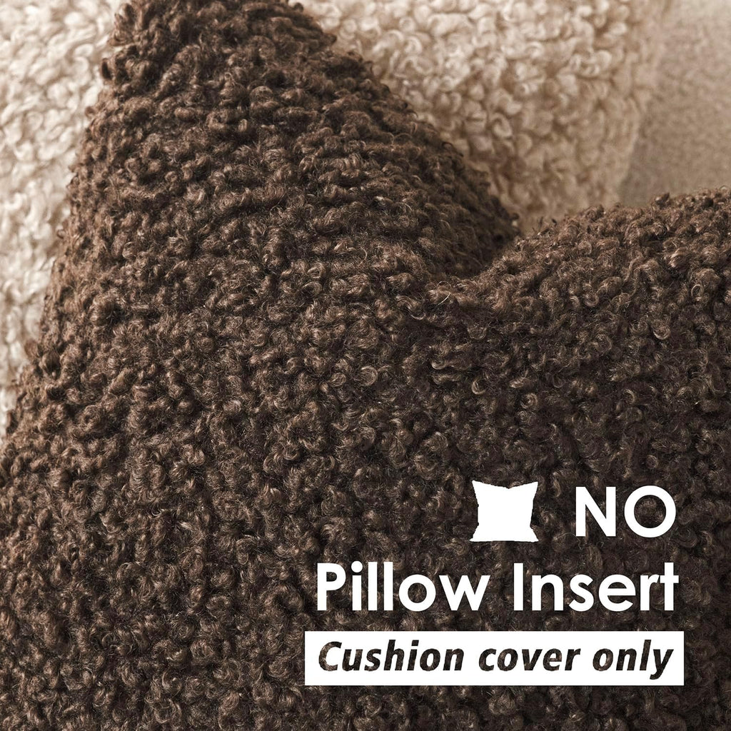 Foindtower Decorative Fuzzy Faux Fur Throw Pillow Covers 18x18 Dark Brown