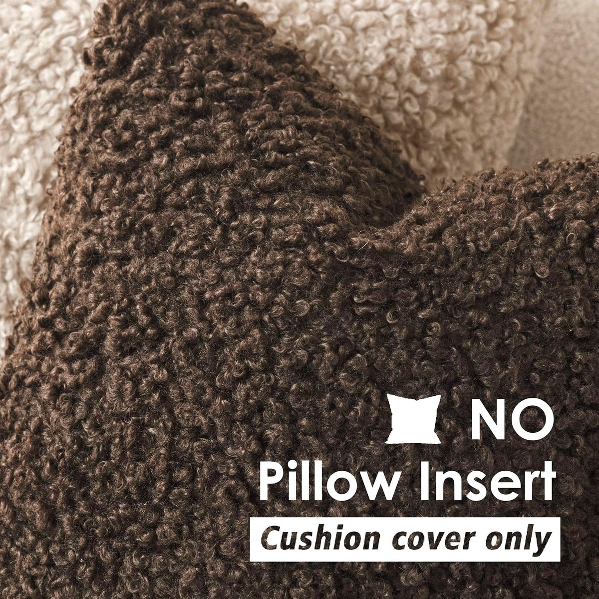 Foindtower Decorative Fuzzy Faux Fur Throw Pillow Covers 18x18 Dark Brown