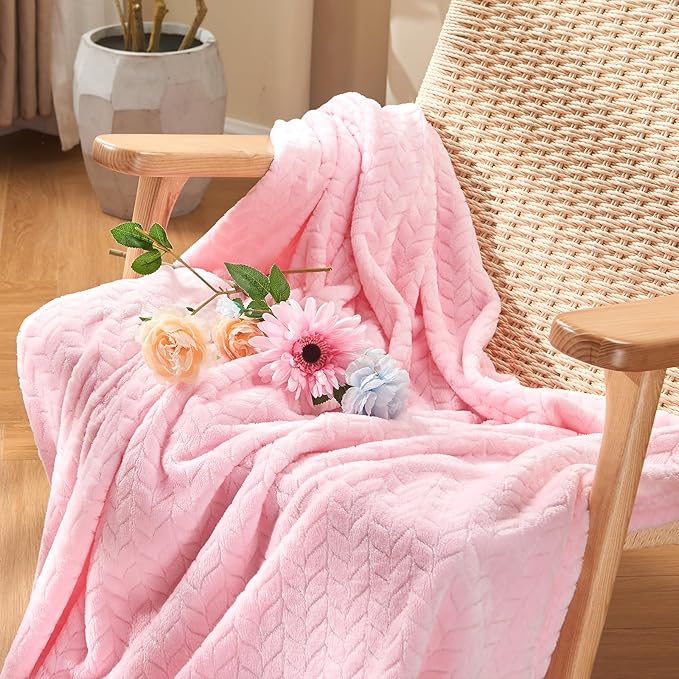 inhand Pink Fleece Twin Blanket, Super Soft Flannel Cozy Blankets - Image 2