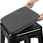 BUYUE Friendly Woven Fabric Magnetic Bar Stool Cushion 1 Piece, Enhanced Anti-Slip Breathable Small Chair Seat Pad for Café Bistro Stackable Metal Stool (Square, Dark Gray, 1)