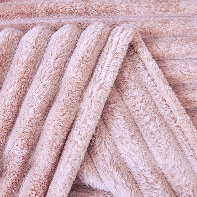 Aganear Fluffy Throw Blanket for Couch, 3D Ribbed Jacquard Warm Fuzzy Blanket - Image 7