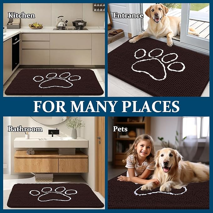 OLANLY Dog Door Mat for Muddy Paws 59x35, Paw Print Design, Absorbs Moisture - Image 8