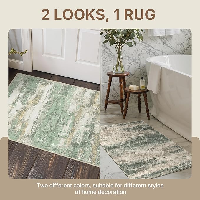 BEIMO Reversible 2x3 Rugs for Entryway Kitchen Bathroom, Modern Abstract - Image 3