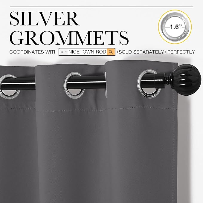 NICETOWN Bedroom Curtains Blackout Drapery Panels, Three Pass Microfiber - Image 3